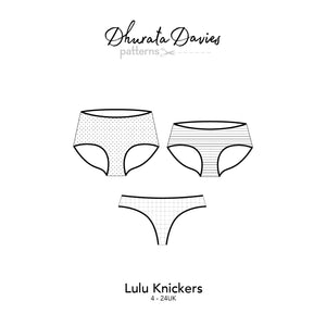 Lulu Knickers, printed sewing pattern by Dhurata Davies, size 4-24UK