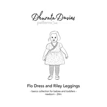 Load image into Gallery viewer, flo dress and riley leggings sewing pattern for babies and toddlers by dhurata davies