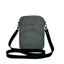 Load image into Gallery viewer, minnie bag sewing pattern by dhurata davies, front view of the grey rectangular bag with black strap