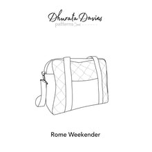 Load image into Gallery viewer, rome weekender, travel cabin bag sewing pattern by dhurata davies, front diagram