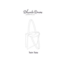 Load image into Gallery viewer, twin tote, bag sewing pattern by dhurata davies, front diagram on the pattern packaging