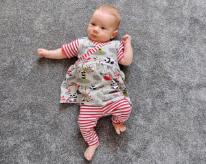 Flo Dress and Riley Leggings, digital PDF sewing pattern for babies and toddlers by Dhurata Davies, 0 - 24 months