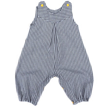 Load image into Gallery viewer, penny romper sewing pattern for babies and toddlers, by dhurata davies,  front view of the romper made in a small black and white gingham fabric