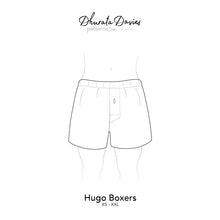 Load image into Gallery viewer, Line drawing diagram of Hugo Boxers sewing pattern by Dhurata Davies 