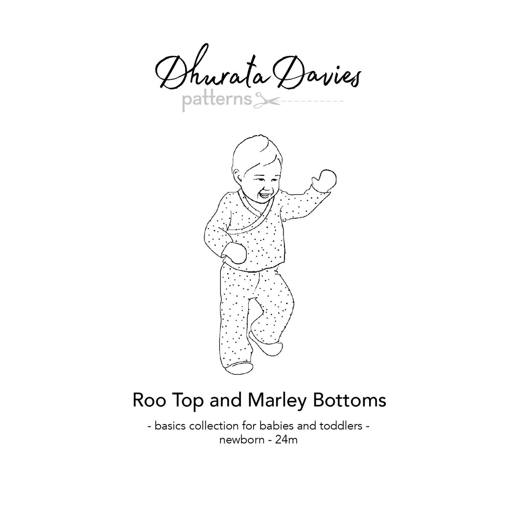 Roo Top and Marley Bottoms, digital sewing pattern for babies and toddlers, 0 - 24 month old
