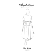 Load image into Gallery viewer, Sewing pattern diagram for Tia Skirt by Dhurata Davies on a white background