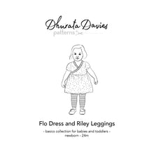 Load image into Gallery viewer, Flo Dress and Riley Leggings, digital PDF sewing pattern for babies and toddlers by Dhurata Davies, 0 - 24 months