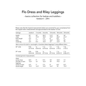 Flo Dress and Riley Leggings, digital PDF sewing pattern for babies and toddlers by Dhurata Davies, 0 - 24 months