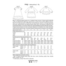Load image into Gallery viewer, may pattern all views illustrations, measurement charts, fabric allowance and other info in metric units