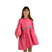 Load image into Gallery viewer, front view of view B May dress with bishop sleeves in coral pink linen