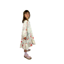 Load image into Gallery viewer, finished May dress on model, beautiful nani iro double gauze view A with bishop sleeves, side view
