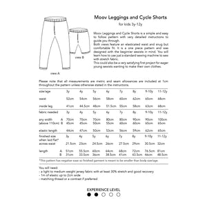 Moov Leggings and Cycle Shorts, printed sewing pattern for kids, 3y-12y