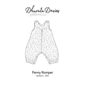 Penny Romper, digital sewing pattern for babies and toddlers, 0 - 24 months