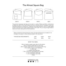 Load image into Gallery viewer, The Almost Square Bag, printed sewing pattern for an adult messenger style bag