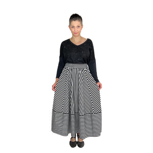 ziggy skirt sewing pattern by dhurata davies, front view, striped fabric